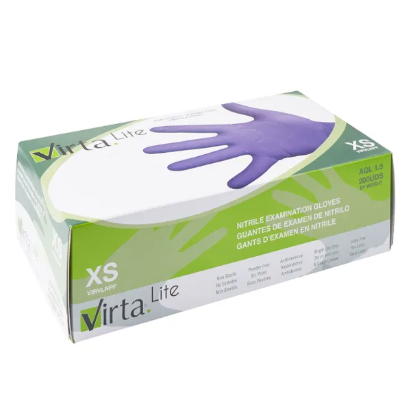 Gloves - Virta Lite Nitrile Disposable Powder Free Indigo QS Medium 200/BX