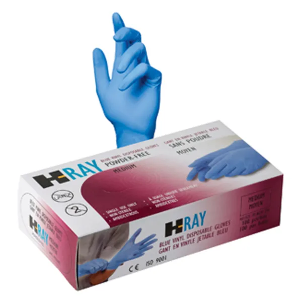 Gloves - Vinyl Disposable Medical Grade Examination Blue 46I-525PF Large 100/BX 10/CS
