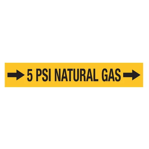 Decals - "5 PSI Natural Gas" Black on Yellow 1.5IN x 8.5IN 4/STRIP 4/SHEET
