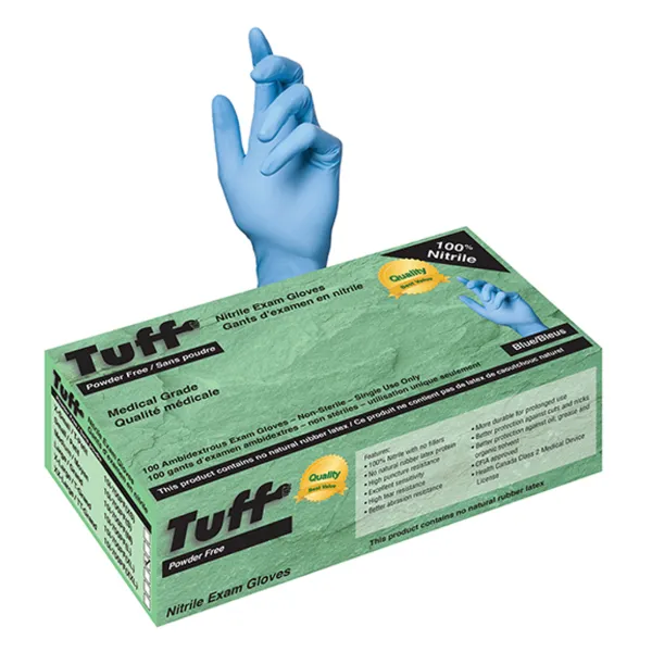 Gloves - Nitrile Disposable Exam Medical Grade Powder Free Blue 15I-700PF 4MIL 2X-Large 100/BX 10/CS