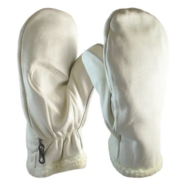 Gloves - Cowhide Grain Leather Palm Mitts Beige 018-9-132L One Size 72/CS