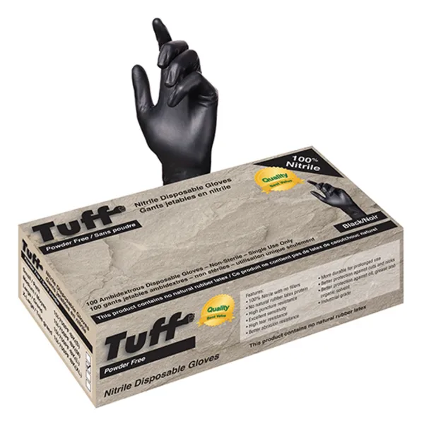 Gloves - Nitrile Disposable Powder Free Black 15I-750PF-BK 5MIL Small 100/BX