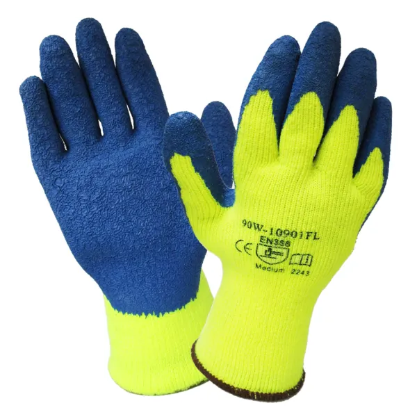Gloves - Fleece Winter Lined Rubber Coated Blue/Green 90W-10901FL Large 12/PK