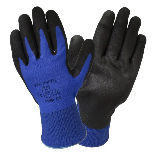 Gloves - Nylon Nitrile Coated Winter Black/Blue 90W-20902FL Large 12/PK