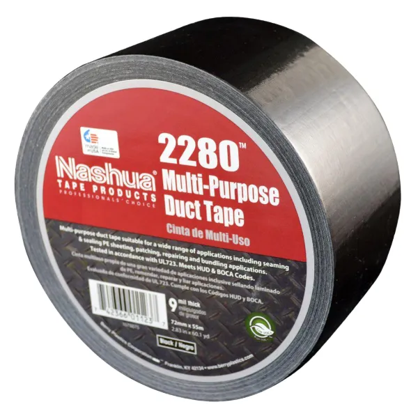 Cloth Duct Tape - Polyethylene Coated Black 2280 96MMx55M 9MIL 12/CS