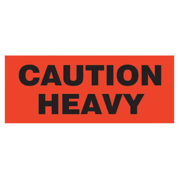Labels - "Caution Heavy" Black/Neon Red P-127 2IN x 5IN 500/RL
