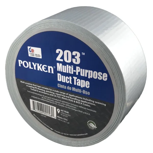 Cloth Duct Tape - Polyethylene Coated Silver 203 96MMx55M 9MIL 12/CS