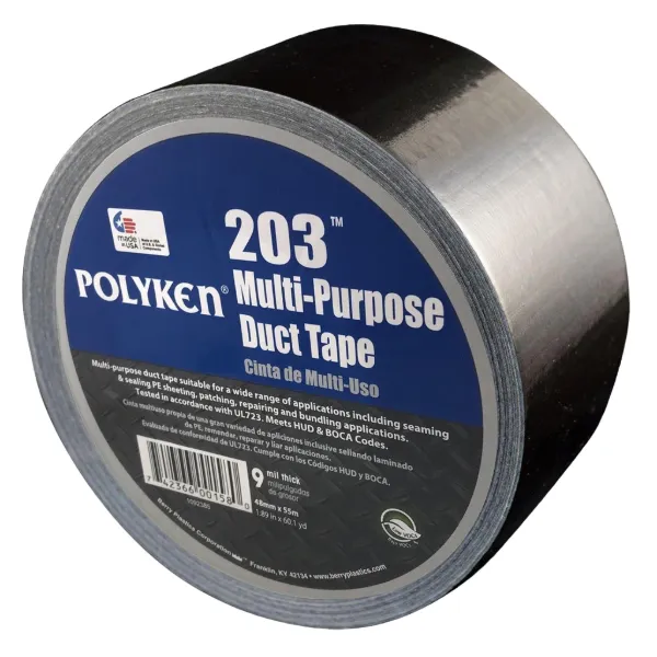 Cloth Duct Tape - Polyethylene Coated Black 203 72MMx55M 9MIL 16/CS