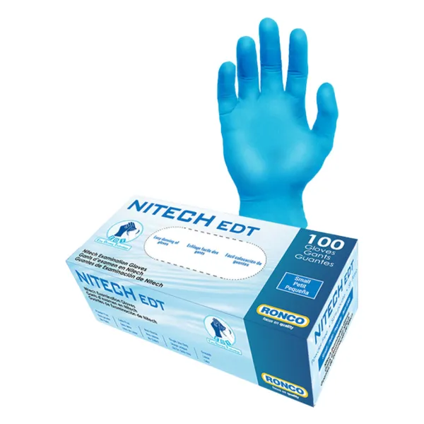 Gloves - Disposable Examination Powder Free Blue Nitech® EDT 5MIL 375 Medium 100/BX 10/CS