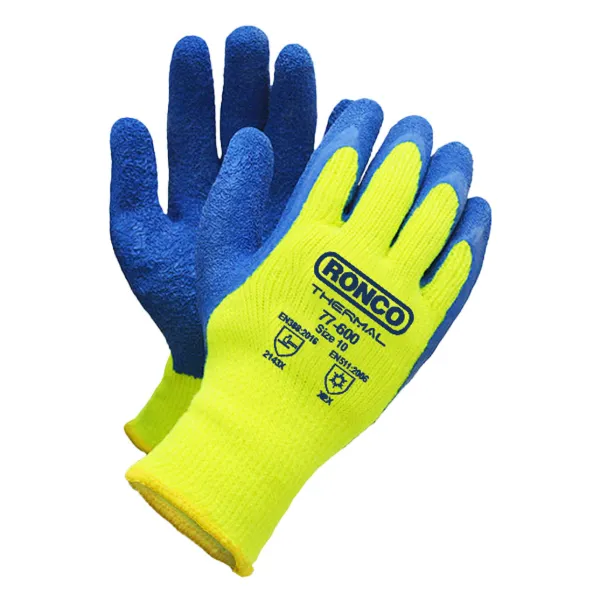 Gloves - Crinkle Latex Coated Acrylic Thermal™ Cold Blue/Hi-Viz Yellow 77-600-10 X-Large 12PR/PK