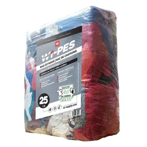 Wiping Rags - T-Shirt Assorted Colours BX-25C 25LB BALE 66/SKID